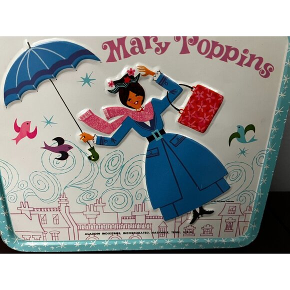 VINTAGE MARY POPPINS LUNCHBOX AND THERMOS shows well for age - Picture 3 of 13